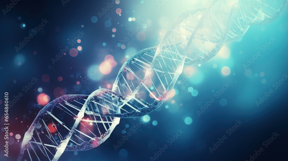 Poster dna strands on abstract science background