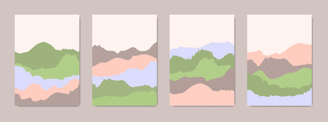 Fototapeta premium Set of minimalist posters with mountains.