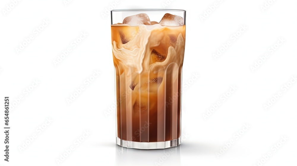 Poster isolated white background with iced coffee and clipping path