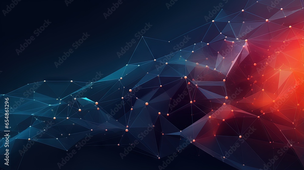 Poster Business presentation backdrop featuring 3D rendering of connected dots lines and planes in abstract colors