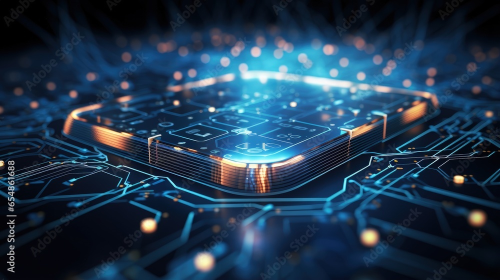 Poster Cryptocurrency or digital money showcased through abstract FINTECH connection over a futuristic computer generated background