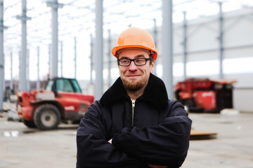 construction site engineer worker. Construction of a new building.