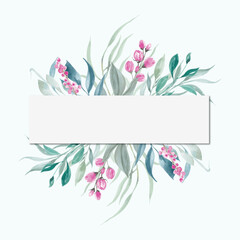 watercolor leaves background with place for text