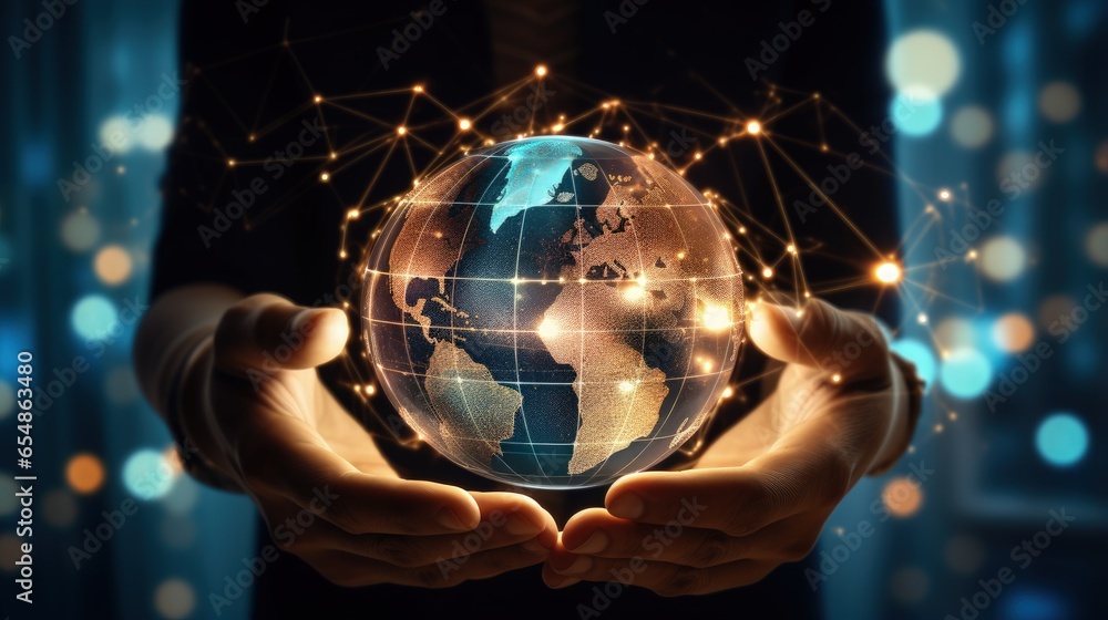 Poster global financial network for communication business finance banking internet connection data exchang