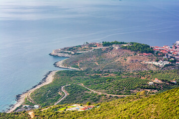 View of the iconic medieval castle and village of Pylos in the heart of Messinia prefecture, Peloponnese, Greece