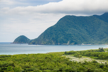 Top view of the island and sea