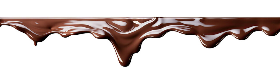 Pouring melting chocolate dripping  isolated on transparent background cutout, png
