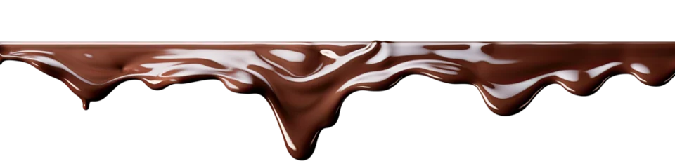 Foto op Plexiglas Pouring melting chocolate dripping  isolated on transparent background cutout, png © Michael