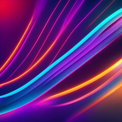 Abstract Geometric Neon Background, Colorful Glowing Wavy Line,3D Render, Minimalist Wallpaper