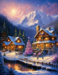 christmas house in the mountains