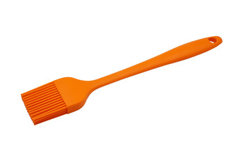 Orange Silicone Bristles or pastry brush as utensil for apply butter or oil or egg on bakery in png format