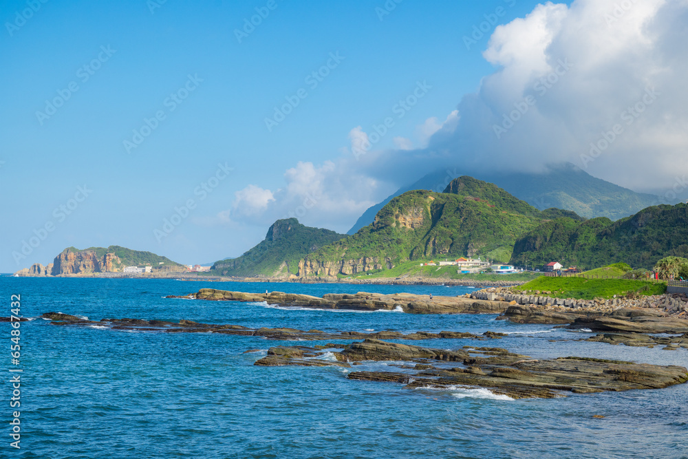 Sticker Beautiful seaside in badouzi of Keelung in Taiwan