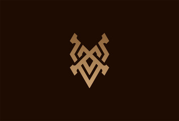 Fototapeta premium initials XV or VX logo. monogram logo design combination of letters X and V in gold color. usable for brand and business logos. flat design logo template element. vector illustration