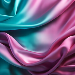 A close up view of a purple and blue silk fabric, in the style of colorful moebius, light turquoise and light pink, soft edges and atmospheric effects, sleek and stylized, multidimensional shading, br