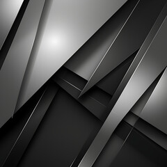 Modern black abstract abstract background, in the style of intersecting planes, metallic surfaces, dark gray and light gray, bold lines and shapes, metallic rectangles, sharp angles, layered surfaces