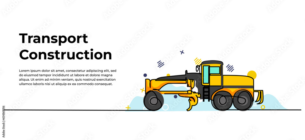 Poster grader machine vector illustration. modern banner in continuous line style design.