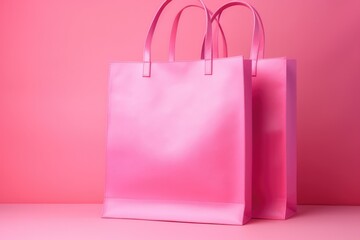 Empty pink shopping bag  mock up