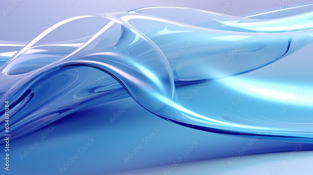 Poster crystal fusion: abstract transparent dynamic glass in 3d render