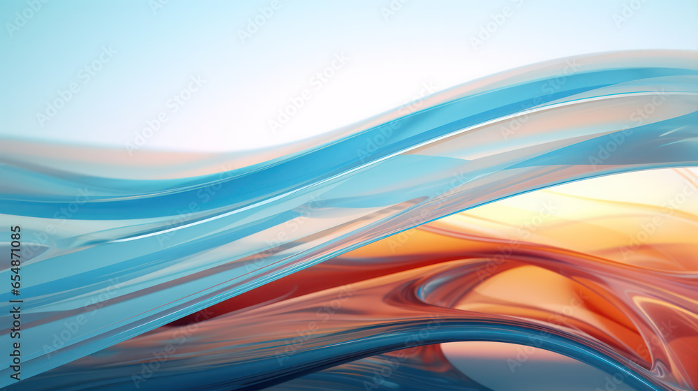 Poster crystal fusion: abstract transparent dynamic glass in 3d render