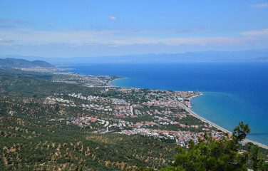 Fototapeta na wymiar A view from Altinoluk Town, a resort area in Balikesir, Turkey