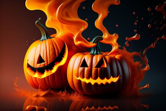 Beautiful Halloween holiday illustration with pumpkin