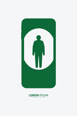 smart phone logo icon phone vector silhouette with man icon in phone