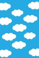Set of blue backgrounds and white clouds