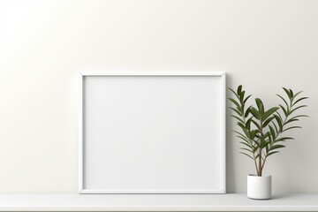 Mockup poster frame in minimalist interior background