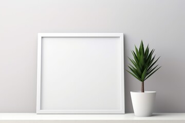 Fototapeta na wymiar Mockup poster frame in minimalist interior background