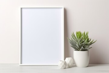 Mockup poster frame in minimalist interior background
