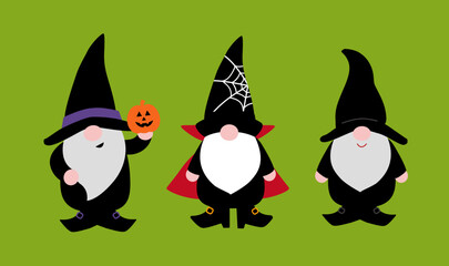 Cute halloween gnome flat style vector illustration