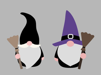 Cute halloween gnome flat style vector illustration