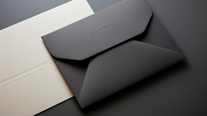 a beautifully designed wedding invitation enveloped in minimalist style. The envelope features a tasteful bow and modern typography, setting the tone for a sophisticated celebration. - obrazy, fototapety, plakaty