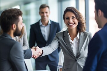 Smiling confident businesswoman. Successful mature businesswoman. Generative AI	
