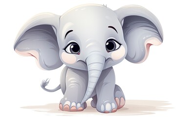 A cute cartoon elephant with big eyes sitting in the safari of Africa created with Generative AI technology