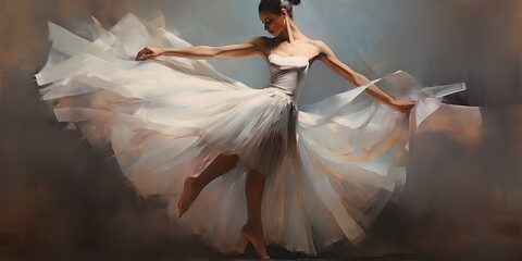 AI Generated. AI Generative. Classic ballerina  dancing background. Painting drawing graphic art. Graphic Art - obrazy, fototapety, plakaty