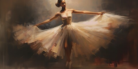 AI Generated. AI Generative. Classic ballerina  dancing background. Painting drawing graphic art. Rhythm dance art decoration