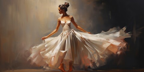 AI Generated. AI Generative. Classic ballerina  dancing background. Painting drawing graphic art. Graphic Art