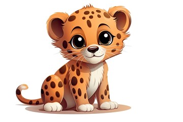 A adorable cheetah with captivating eyes in a cute sitting pose created with Generative AI technology