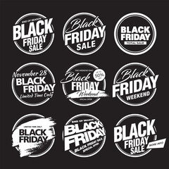 set of black friday sale badges, vector ilustration