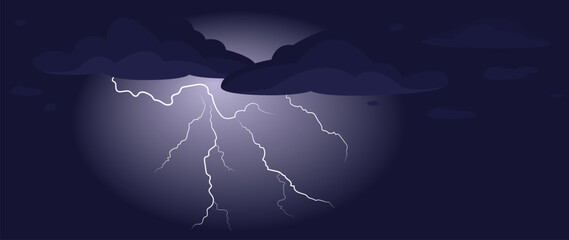 Background of sky, lightning and clouds.
Vector illustration for cover, banner, poster, web and packaging.