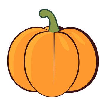 Colorful Pumpkin flat illustration, Cute pumpkin vector clipart