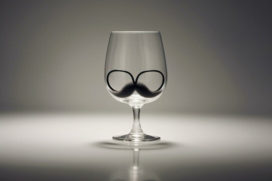 Image of glass with mustache. Generative AI
