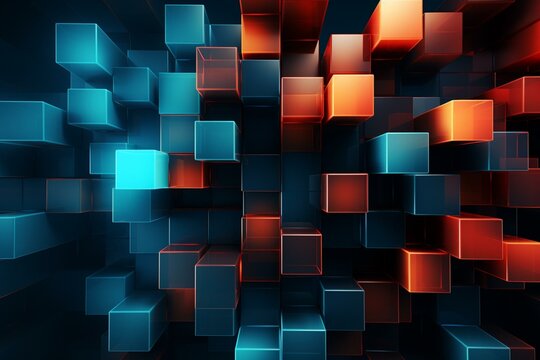 Abstract 3D cuboid wallpaper with geometric design. Generative AI