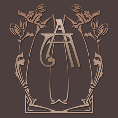 Monogramma "AA" liberty floreale Art Nouveau © graph78