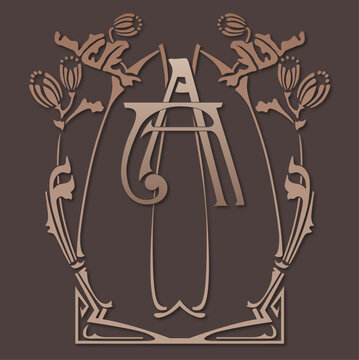 Monogramma "AA" liberty floreale Art Nouveau