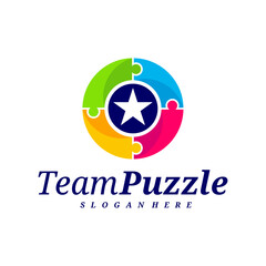Star Puzzle logo design vector template, Vector label of puzzle, illustration, Creative icon, design concept