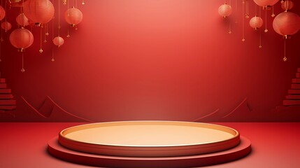 chinese new year background with podium stage for your presentation product.