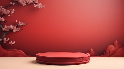 chinese new year with podium stage for your presentation product