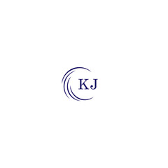 KJ logo. K J design. White KJ letter. KJ, K J letter logo design. Initial letter KJ linked circle uppercase monogram logo.